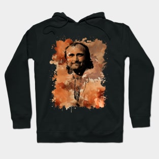 Phil Collins / Retro Brown Watercolor Splash Hoodie